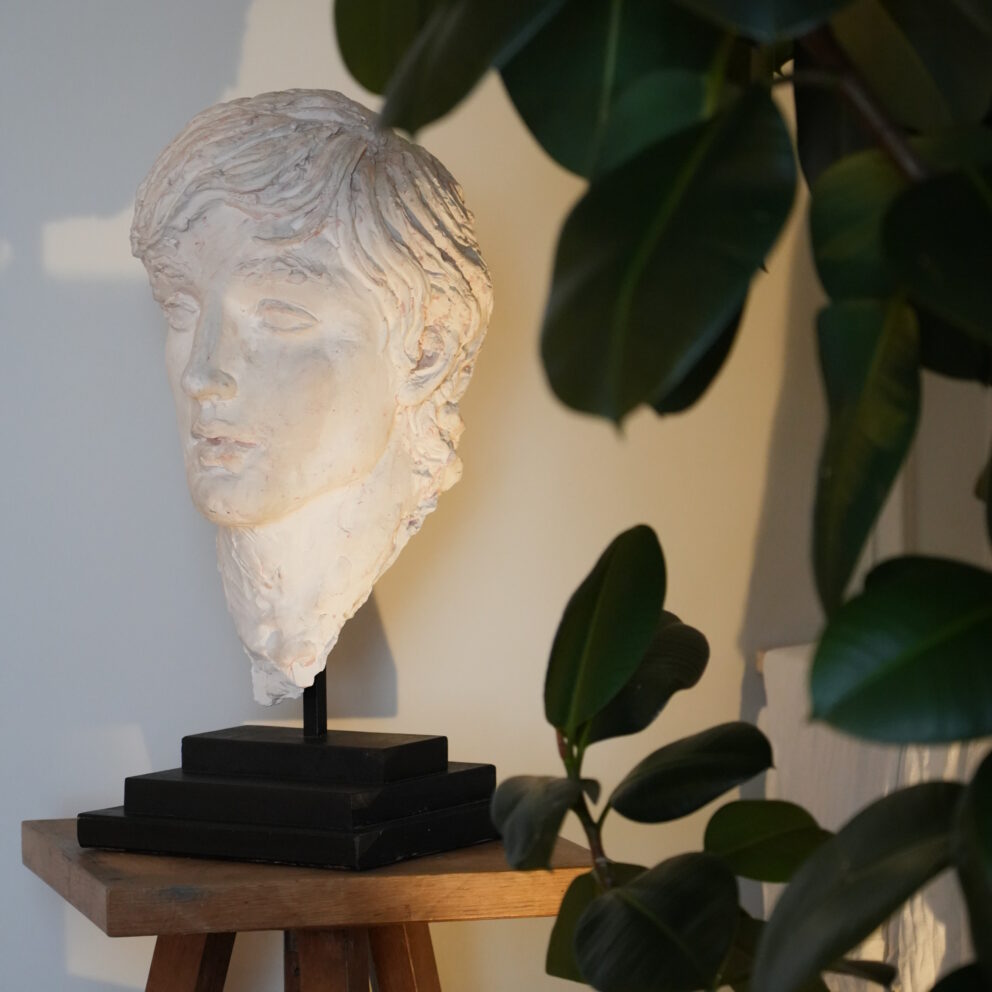 Fine art and classical sculptures decorating the interior of our historic boutique hotel stay. This piece is by living French artist, Serge Bloch (b. 1945)
